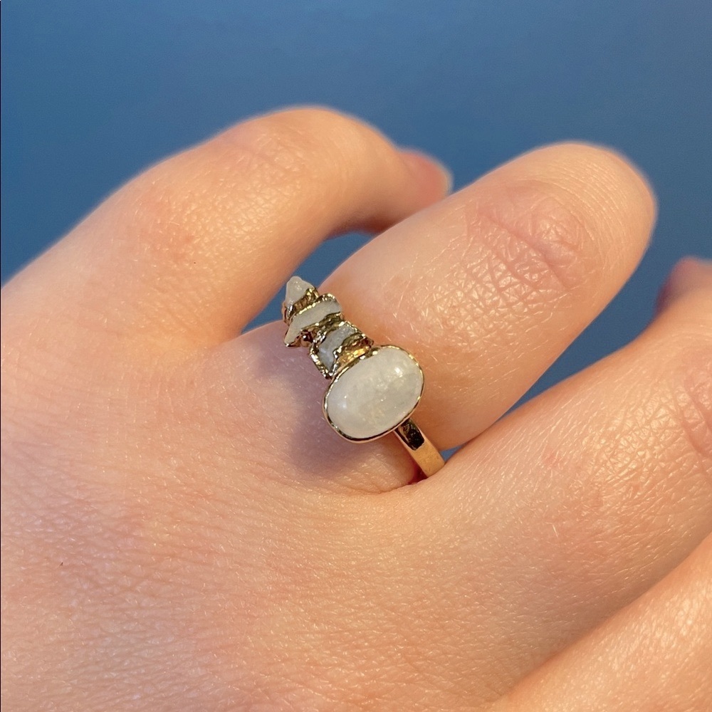Raw and Polished Moonstone Ring Size 7